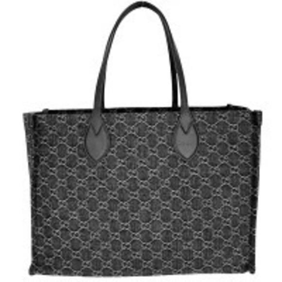 Gucci Tote Bag Ophidia Handbag GG Denim Leather Black